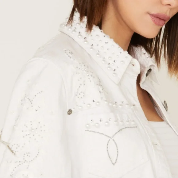 "Boot Barn Double D Ranch Hitched Bridal Jacket rhinestone pearls embroidery M - Picture 4 of 14